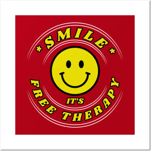 Happy Good Vibes Smile it's Free therapy Frit-Tees Posters and Art